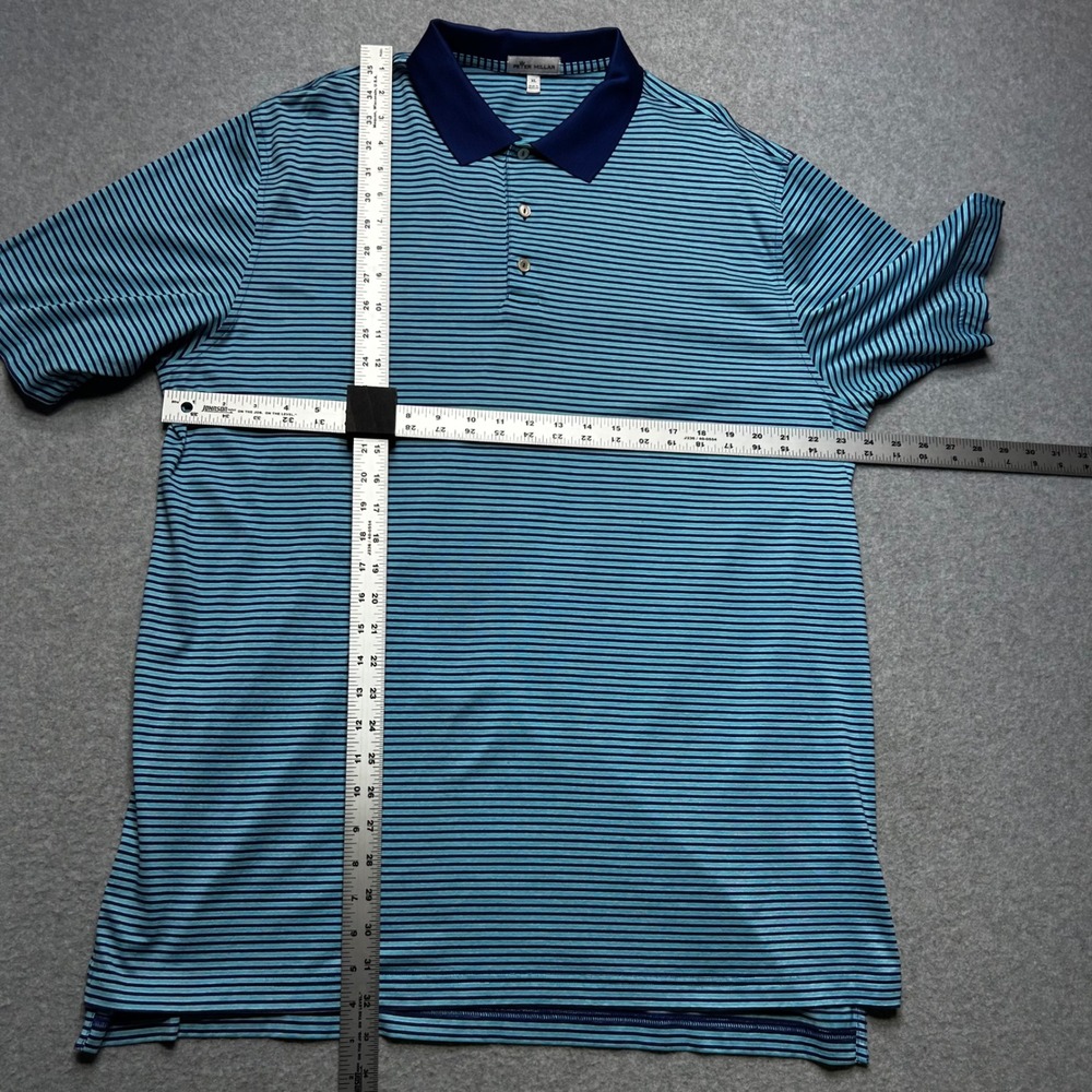 Peter Millar Polo Shirt Mens XL Blue Striped Golf Preppy - Picture 4 of 5